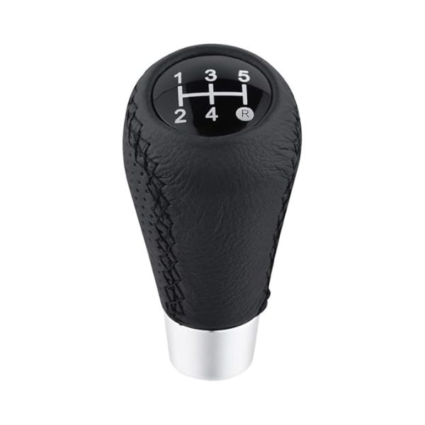 Leather & Chrome Gear Shift Knob - 5 Speed Manual Transmission with Installation Kit
