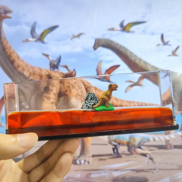 Car Dashboard Decorative Floating Volcanic Island and Dinosaur