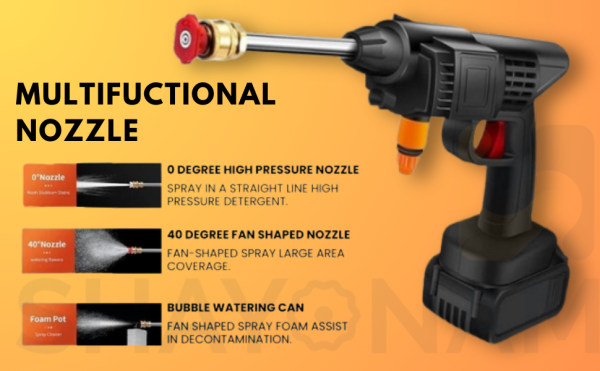 High Pressure Water Gun for Car Wash and Bike Cleaning - Wireless Pressure Washer Gun, 48V, 12000mAh, Adjustable Nozzle and 5M Hose Pipe - Image 5